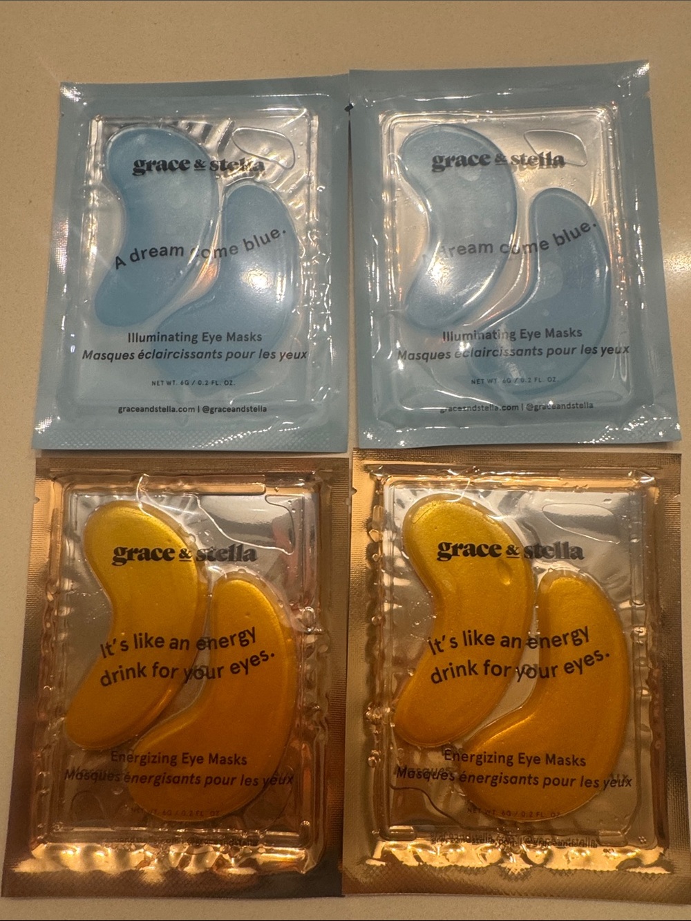 grace & stella Blue and Gold Illuminating & Energizing Eye Masks